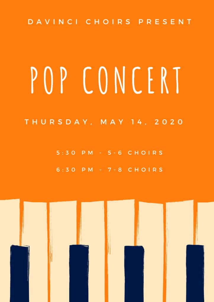Orange poster of Pop Concert details.