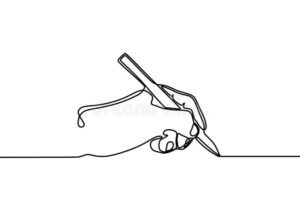 a sketch of a left hand holding a pencil