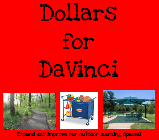 Examples of wish list items for expanding and improving outdoor learning spaces, including a paved walking path, outside equipment, and canopies.
